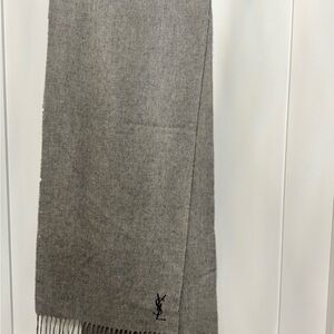 Yves Saint Laurent 100% Wool Gray Scarf